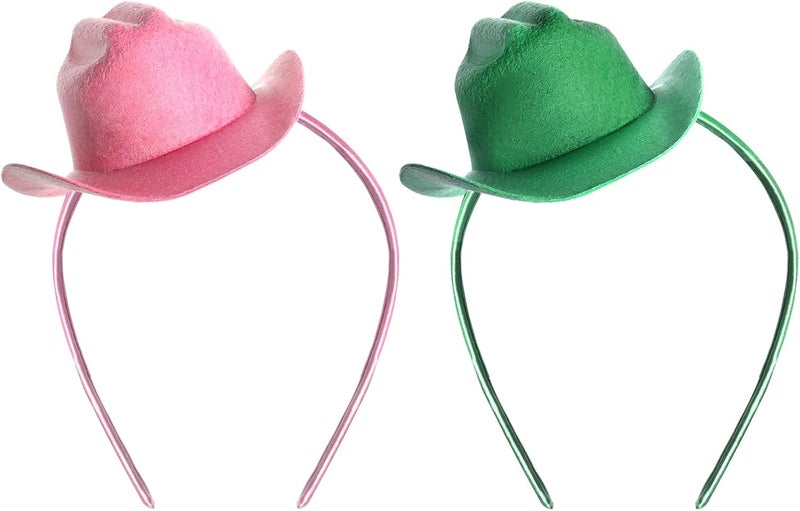 phnydreg 2Pcs Cowboy Mini Hat Headbands Cowgirl Mini Hat Headbands Accessories for Women Girls Birthday Western Cowboy Party - Image 1